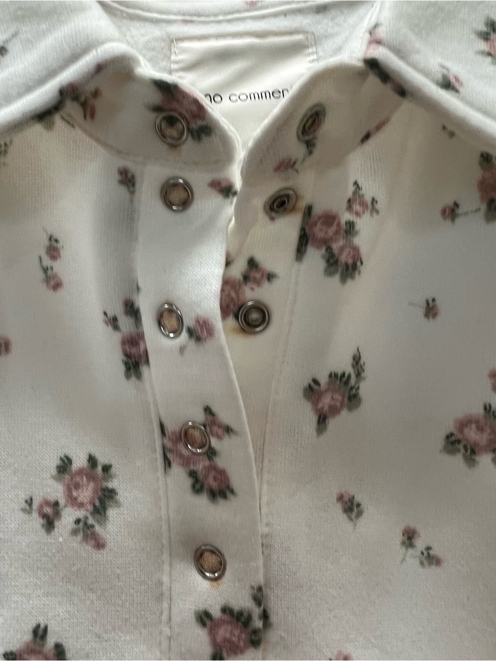 No Comment - NWT - Large - White Floral Collared Women’s Sweat Top - Picture 5 of 10